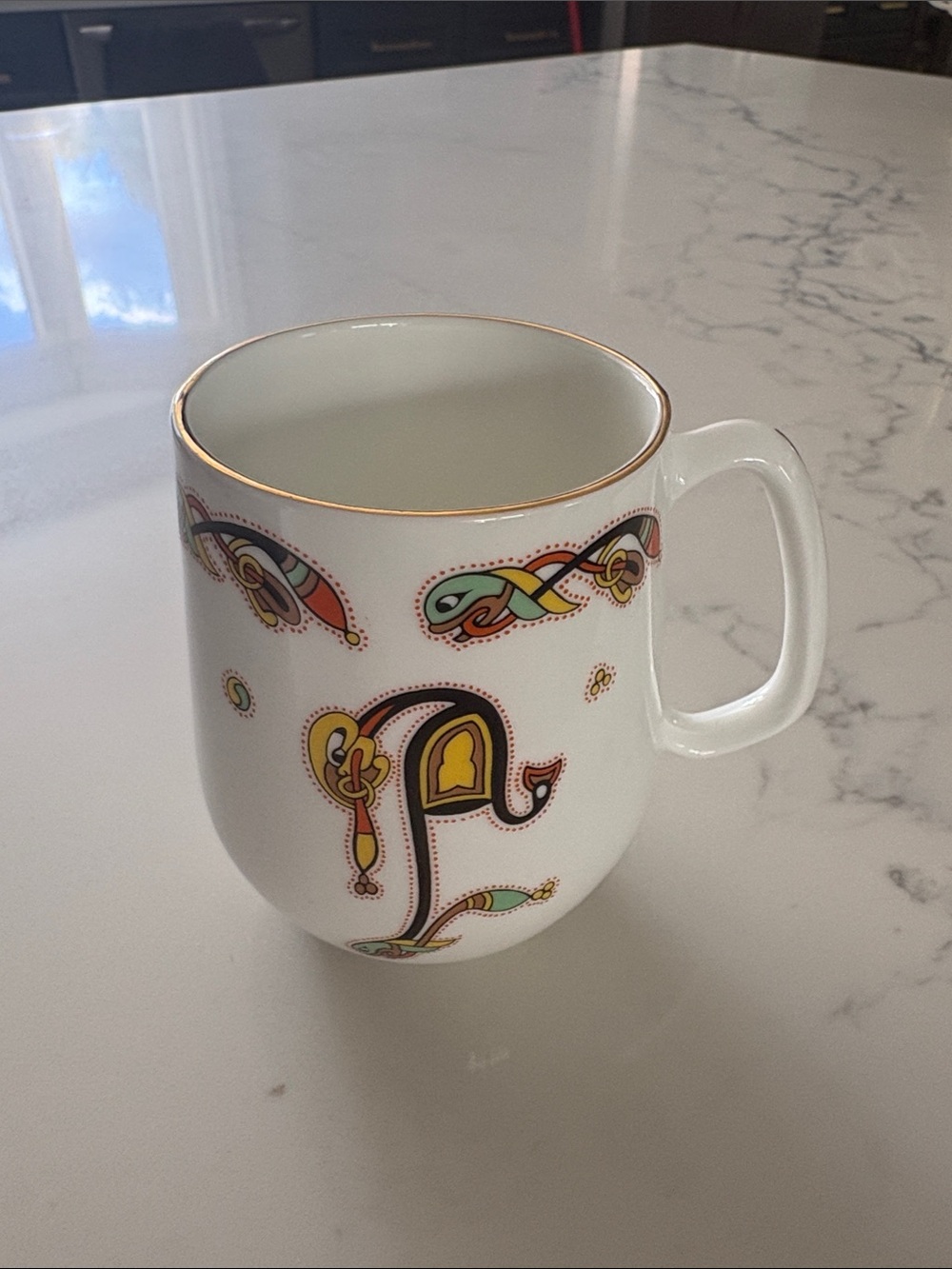 Celtic Initial Mug “A” Royal Tara Book of Kells Handmade